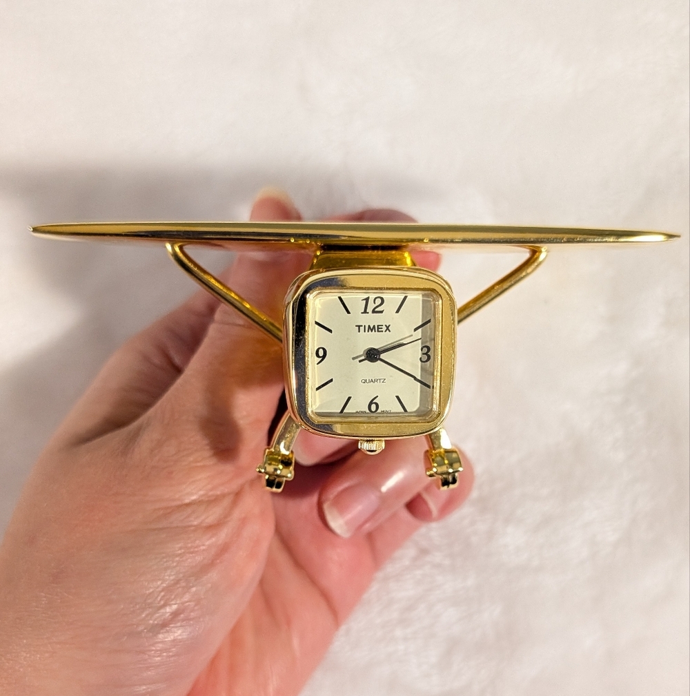 Timex Gold Plane Mini Clock Decor (Untested) - Picture 9 of 12